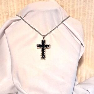 Unisex Stainless Steel Cross Pendant Necklace Black